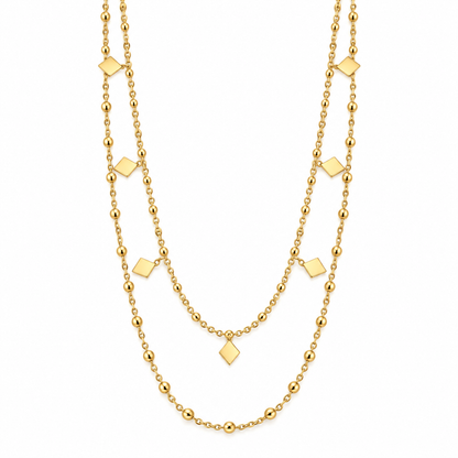 Layered Gold Geometric Charm Necklace