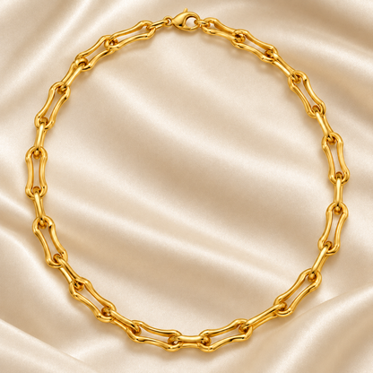 Sculpted Gold Link Necklace