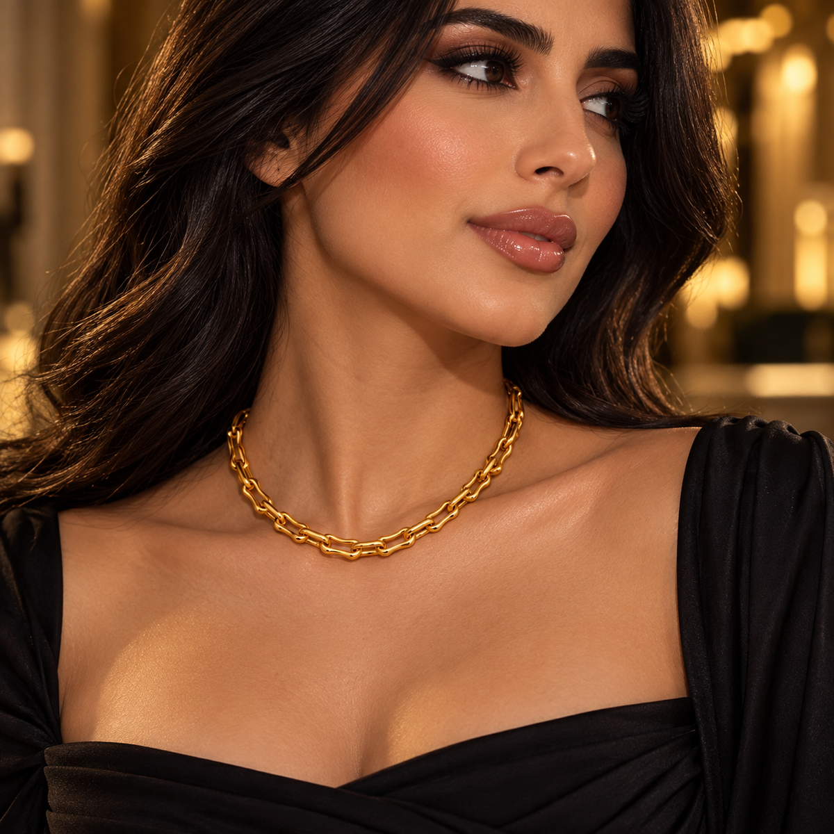 Sculpted Gold Link Necklace