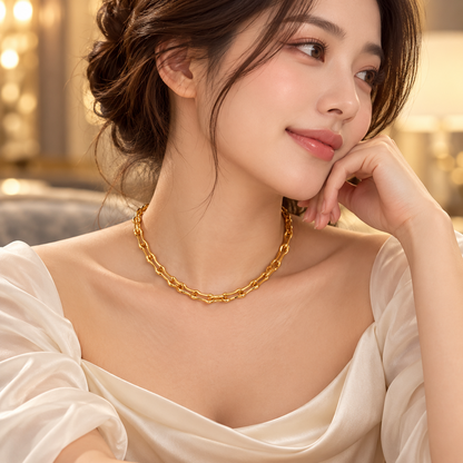 Sculpted Gold Link Necklace