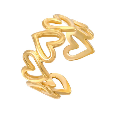 “Golden Hearts” Ring – 18K Plated Steel