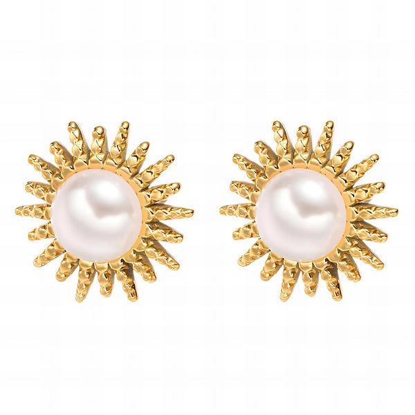 “Pearl Glow” Earrings – 18K Gold Elegance