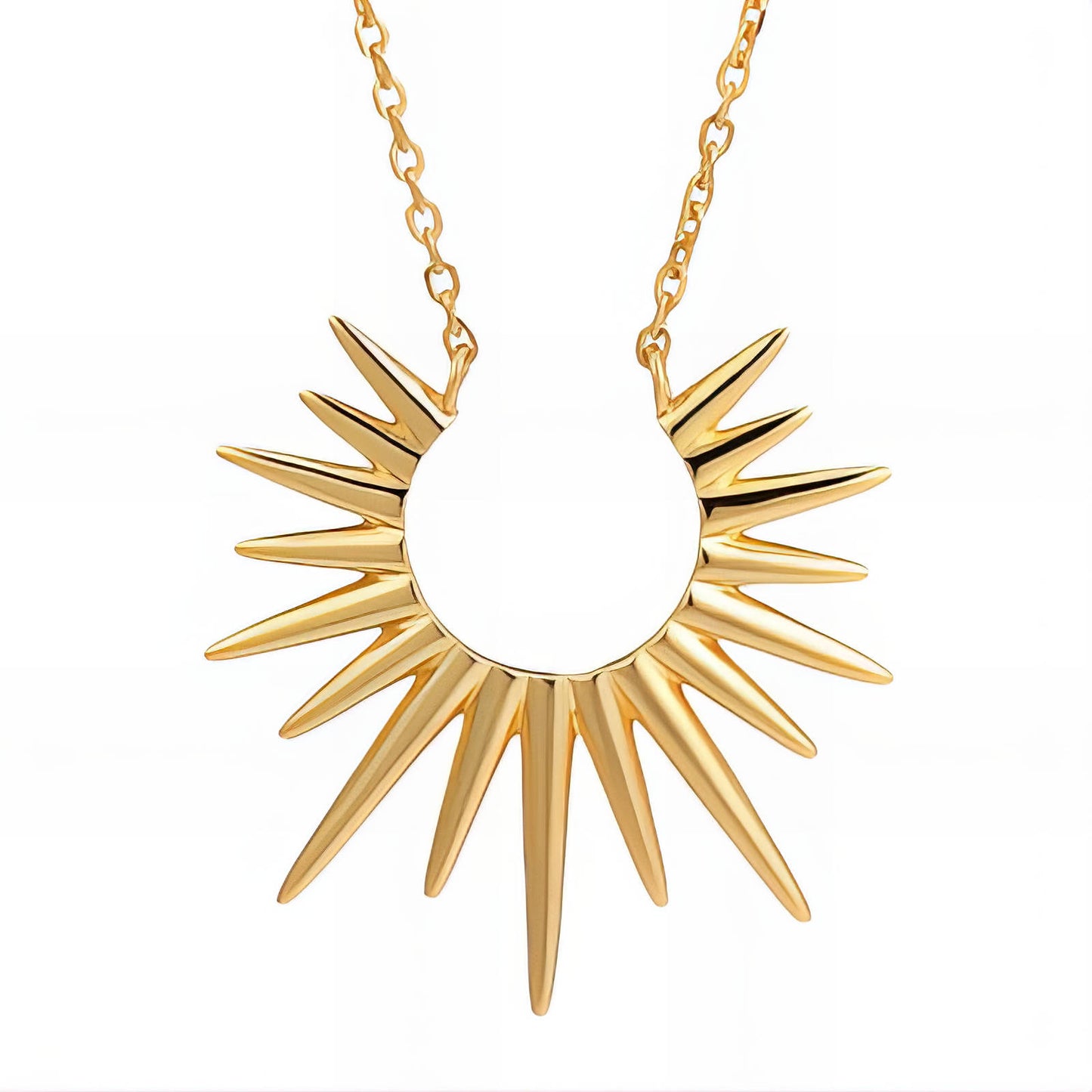 "Radiant Spikes" Necklace – 18K Gold Glow