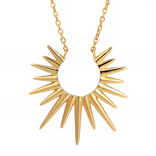 "Radiant Spikes" Necklace – 18K Gold Glow