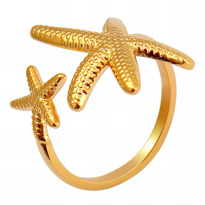 “Golden Starfish” Ring – 18K Ocean Charm