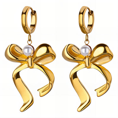 “Bows” Earrings – 18K Gold Elegance