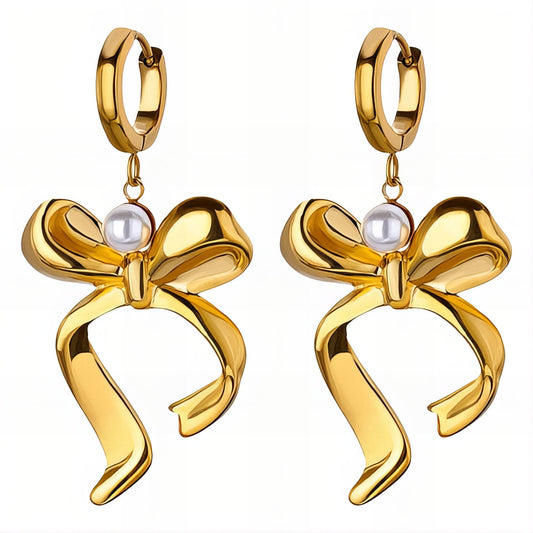 "Bows" Earrings – 18K Gold Elegance