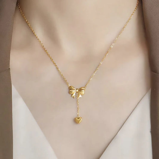 Heart-and-Bow Pendant Necklace by Catwalk Hub – product image 2