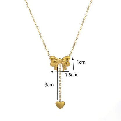 "Heart Themed Bow inspired Pendant" Necklace- 18K Premium Gold Plated