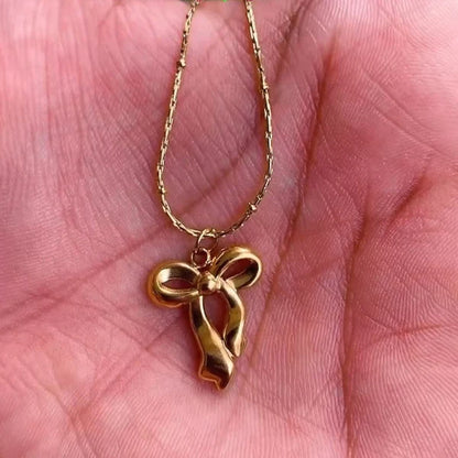 "Infinity Bow Pendant" Necklace- 18K Premium Gold Plated