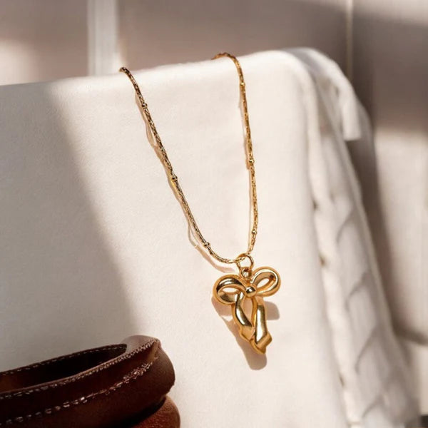 "Infinity Bow Pendant" Necklace- 18K Premium Gold Plated