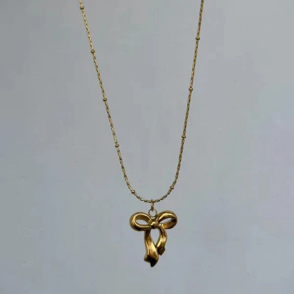 "Infinity Bow Pendant" Necklace- 18K Premium Gold Plated