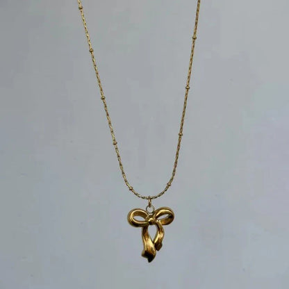 "Infinity Bow Pendant" Necklace- 18K Premium Gold Plated