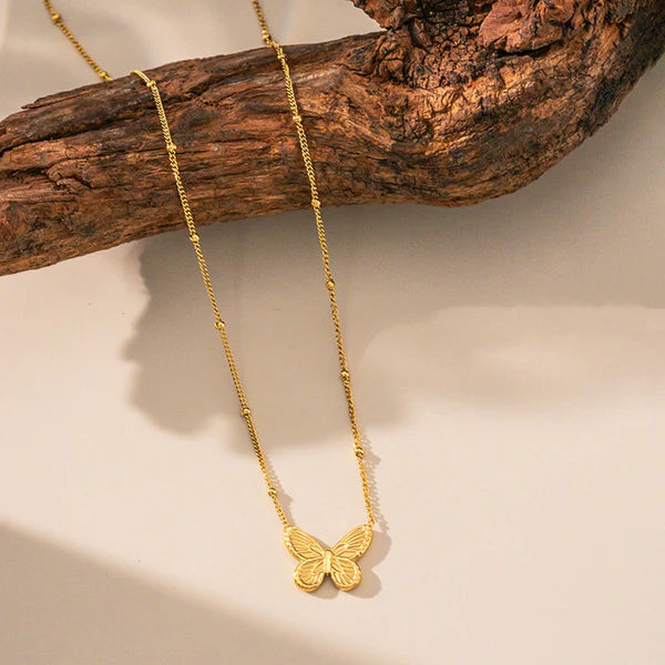 "Butterfly Themed Pendant" Necklace- 18K Premium Gold Plated