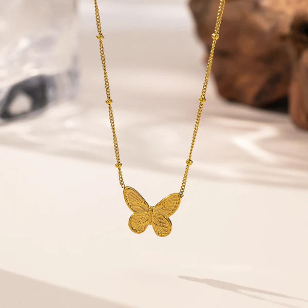 "Butterfly Themed Pendant" Necklace- 18K Premium Gold Plated