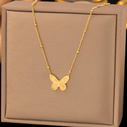 "Butterfly Themed Pendant" Necklace- 18K Premium Gold Plated