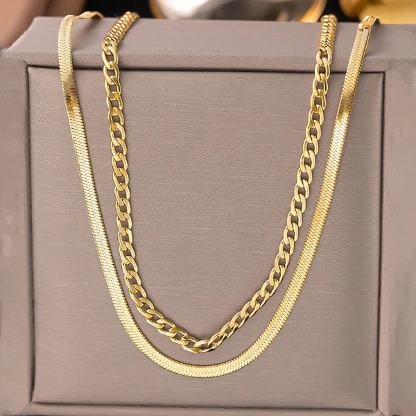 "Chain Layered" Necklace - 18K Premium Gold Plated