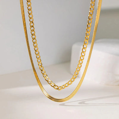 "Chain Layered" Necklace - 18K Premium Gold Plated