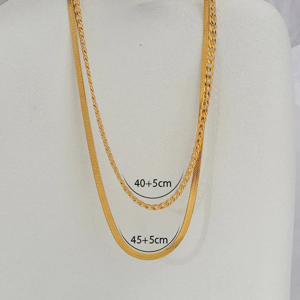 "Chain Layered" Necklace - 18K Premium Gold Plated