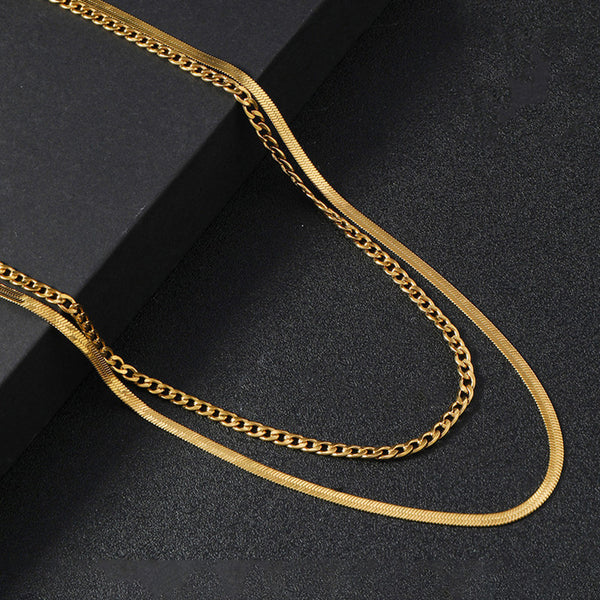 "Chain Layered" Necklace - 18K Premium Gold Plated