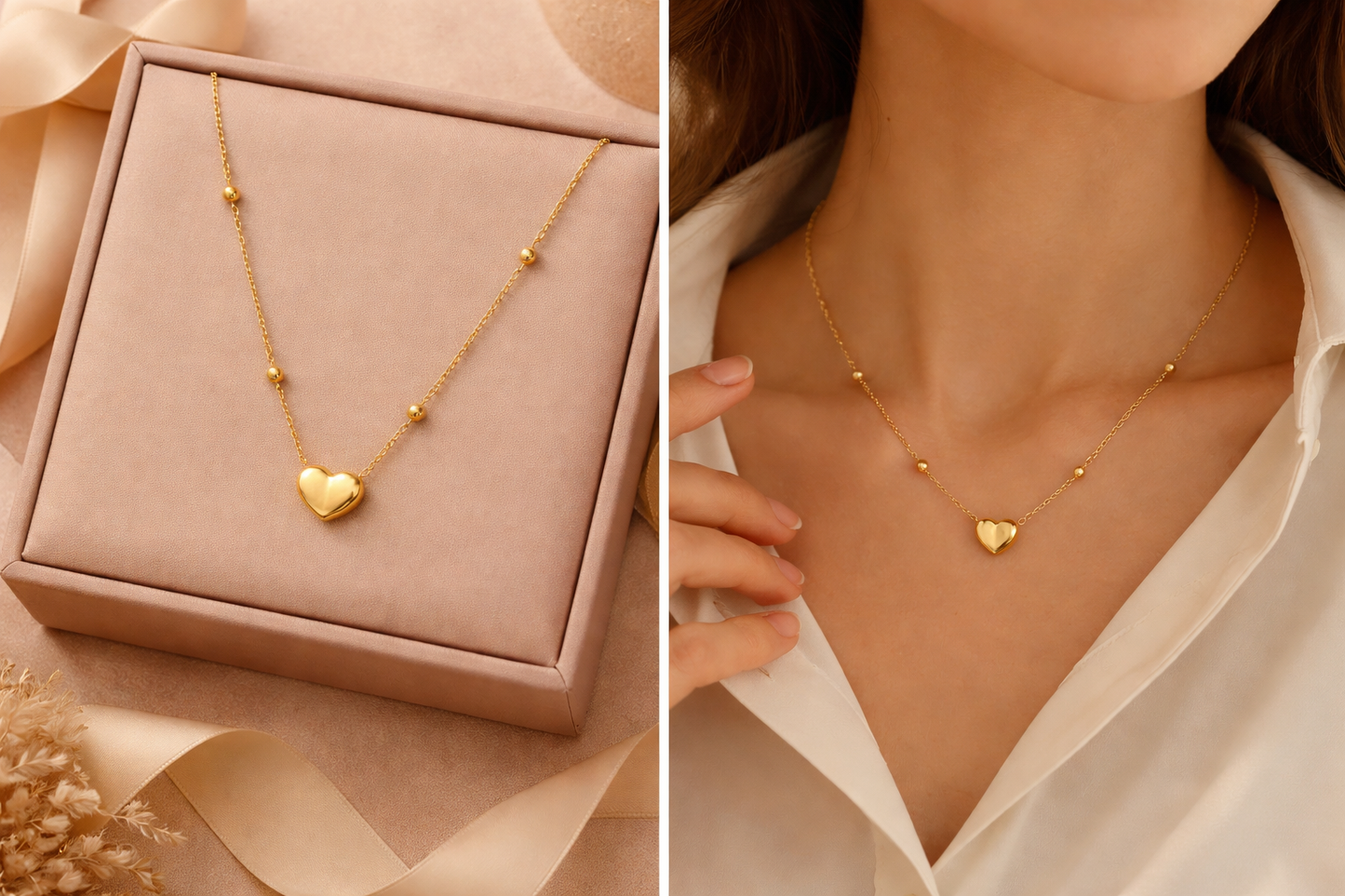 "Heart Themed Pendant" Necklace- 18K Premium Gold Plated
