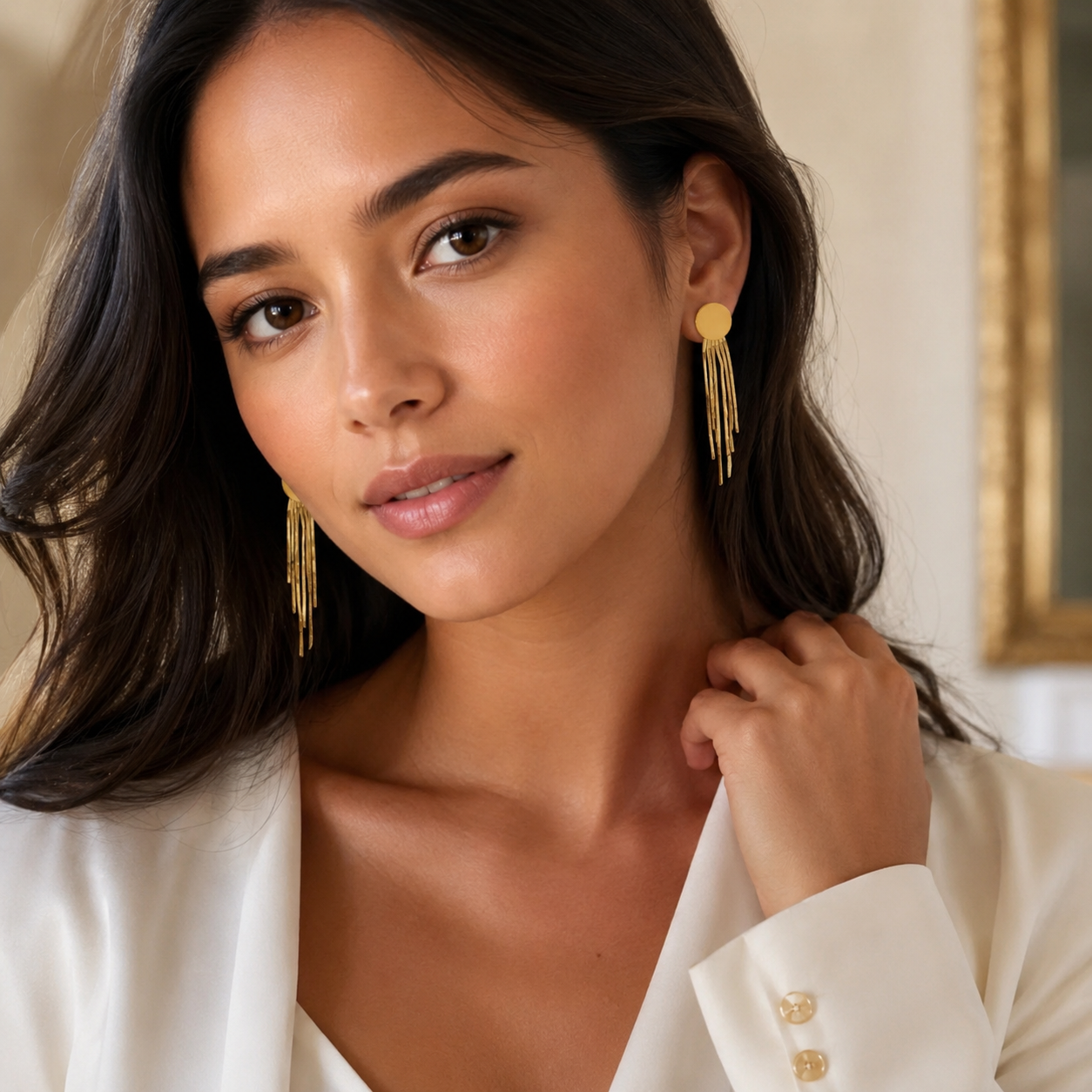 Geometric Tassel Statement Earrings