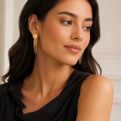 Geometric Tassel Statement Earrings