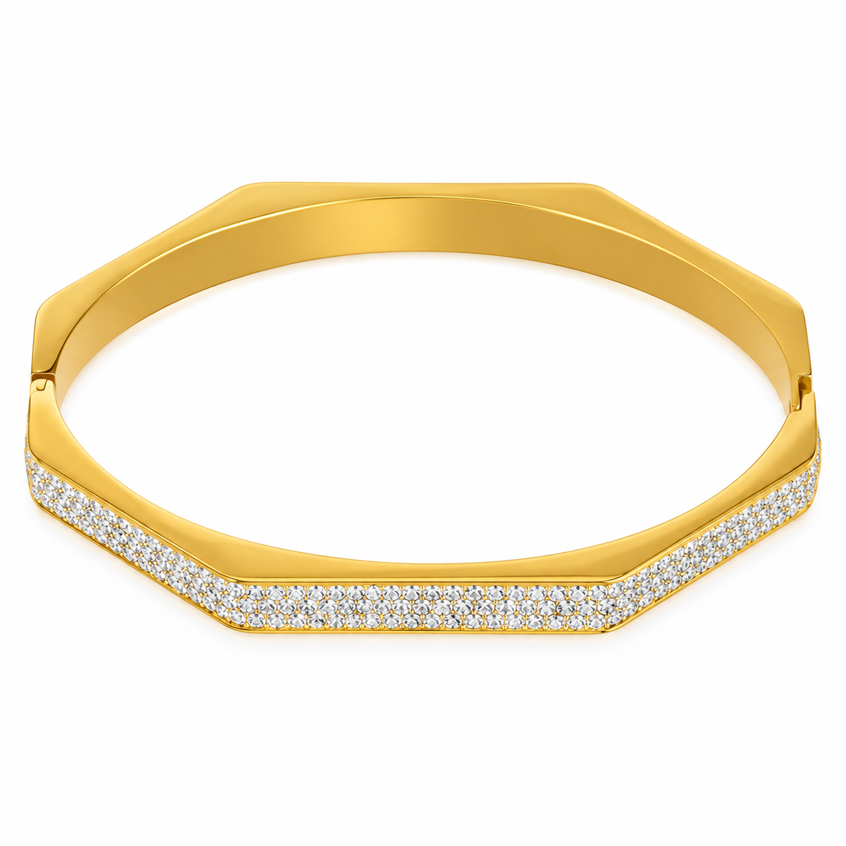 Luxe Pavé Geometric Gold Bangle