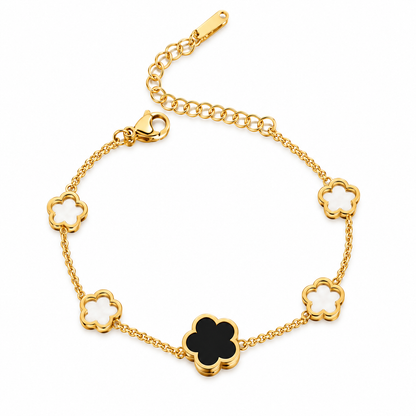 Noira Black &amp; White Clover Charm Bracelet