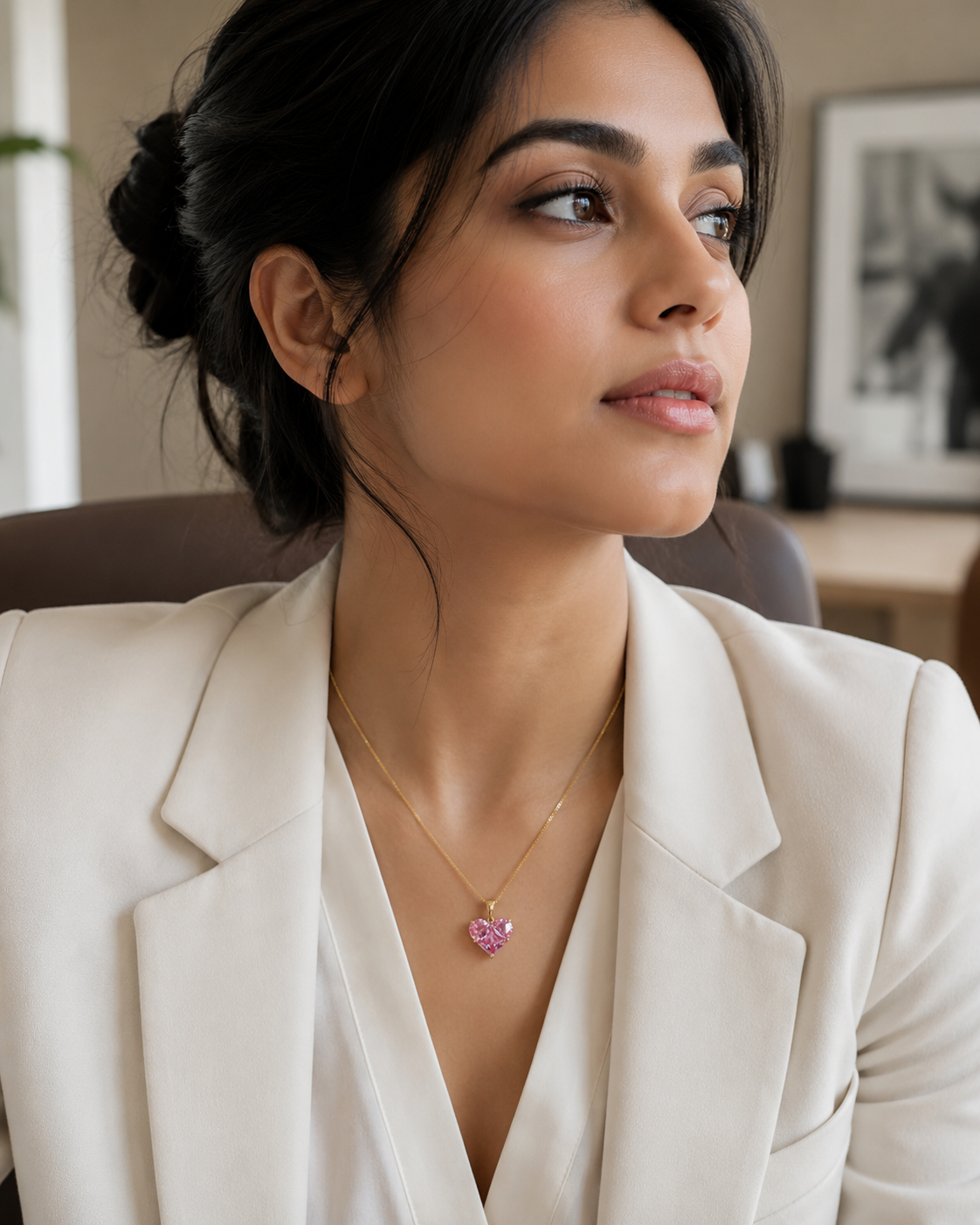 Pink CZ Heart Pendant Necklace by Catwalk Hub – product image 4