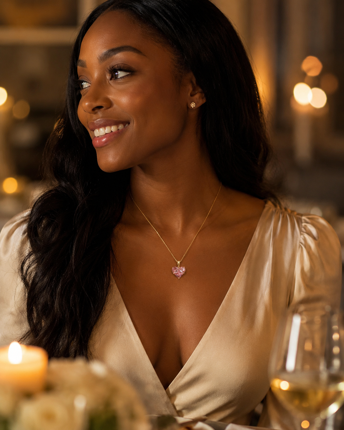 Pink CZ Heart Pendant Necklace by Catwalk Hub – product image 6