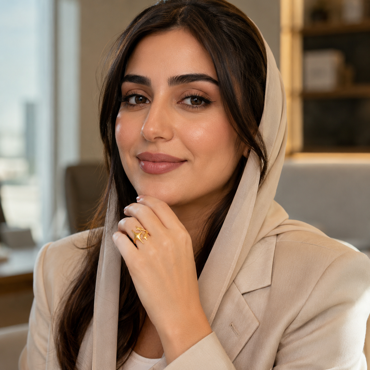خاتم رقيق قابل للتكديس بتصميم نجمة
