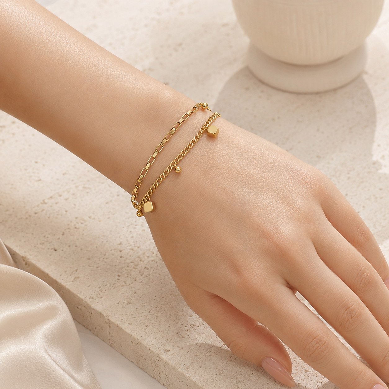 Cube Charm Wrap Bracelet