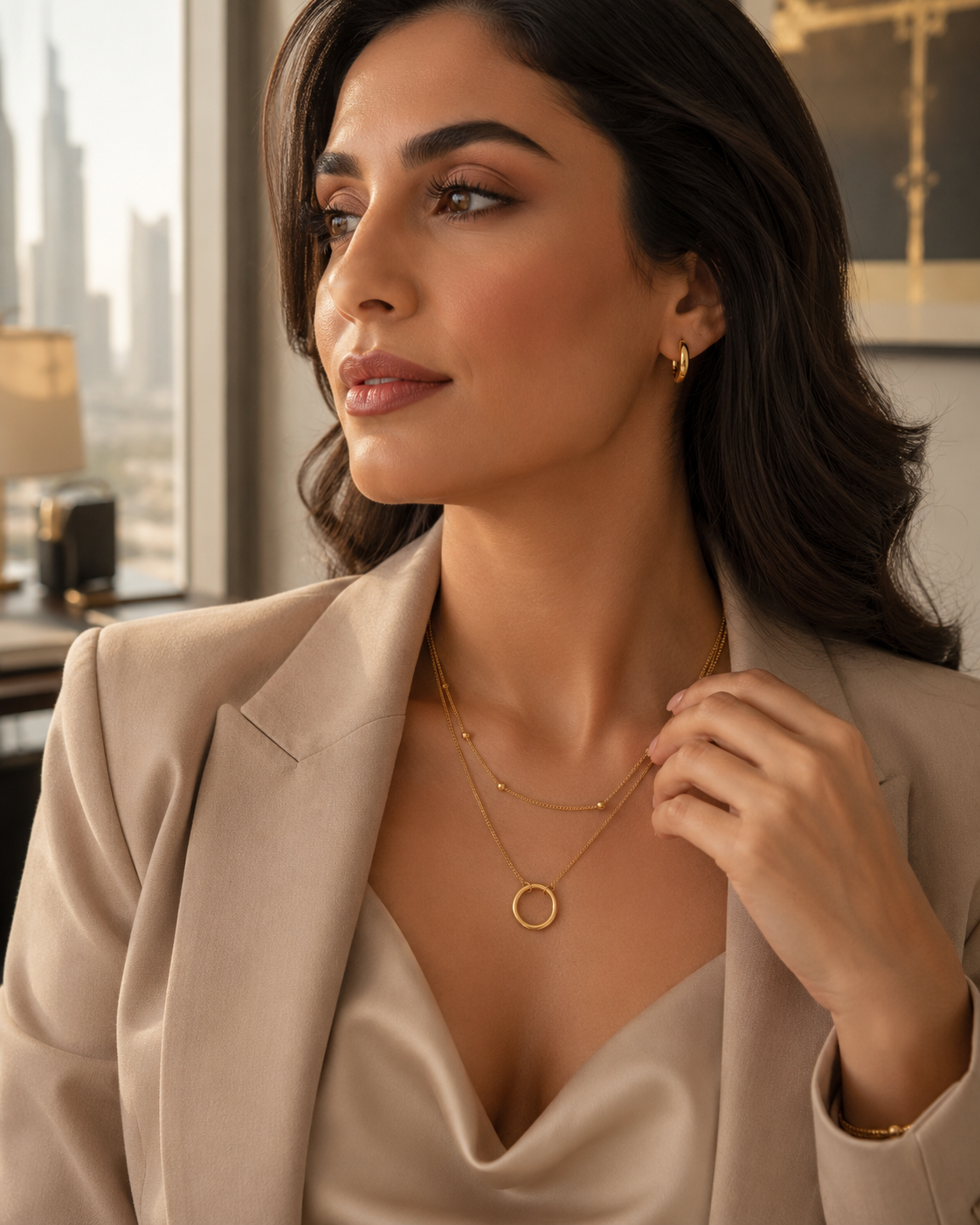 Double-Layer Hoop Pendant Necklace by Catwalk Hub – product image 6