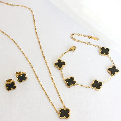 "Clover Jewellery Set" Jewellery set- 18K Premium Gold Plated