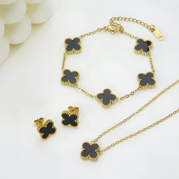 "Clover Jewellery Set" Jewellery set- 18K Premium Gold Plated