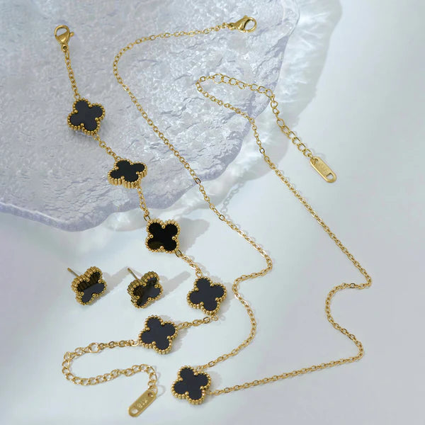 "Clover Jewellery Set" Jewellery set- 18K Premium Gold Plated