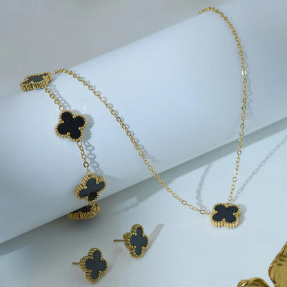 "Clover Jewellery Set" Jewellery set- 18K Premium Gold Plated