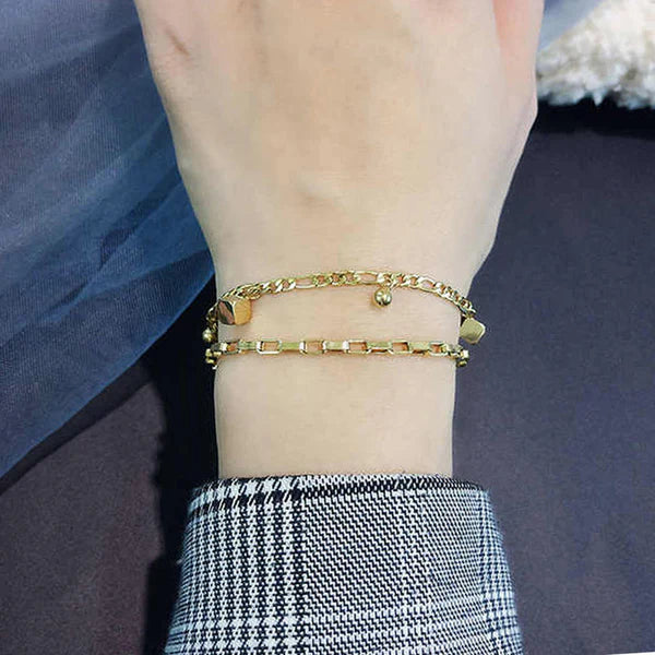 "Cube themed Wraparound" Bracelet- 18K Premium Gold Plated