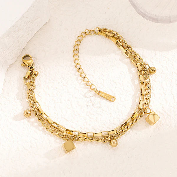 "Cube themed Wraparound" Bracelet- 18K Premium Gold Plated