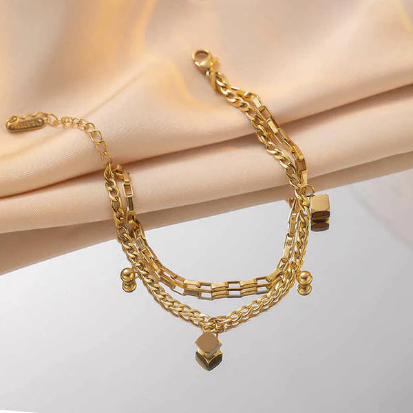 "Cube themed Wraparound" Bracelet- 18K Premium Gold Plated