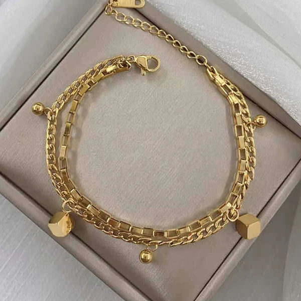 "Cube themed Wraparound" Bracelet- 18K Premium Gold Plated