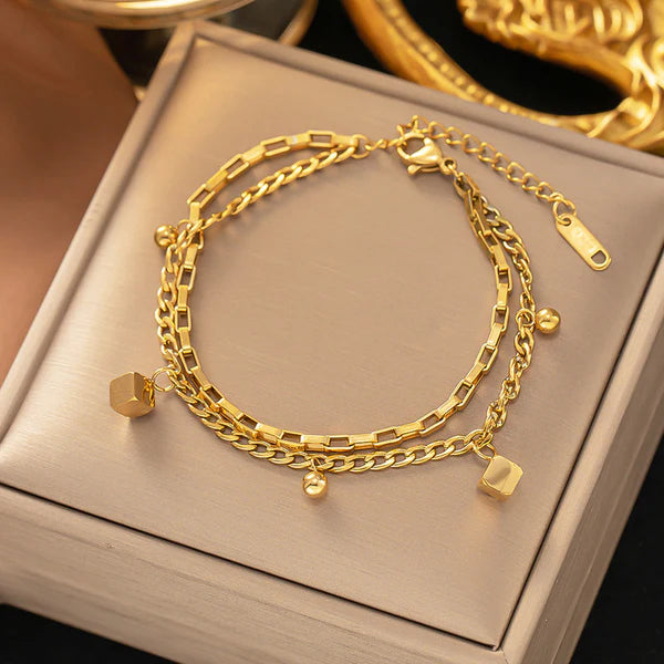 "Cube themed Wraparound" Bracelet- 18K Premium Gold Plated