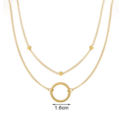 "Dual Layered Chain Hoop Pendant" Necklace- 18K Premium Gold Plated