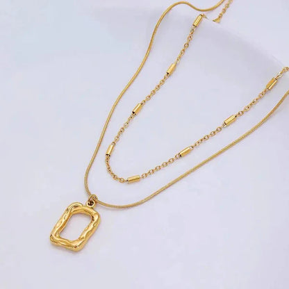 "Dual Strand Geometric" Necklace- 18K Premium Gold Plated