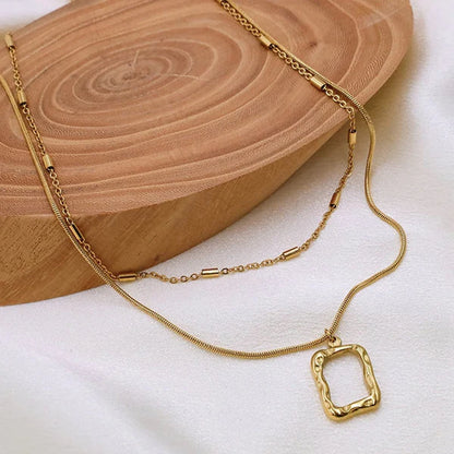 "Dual Strand Geometric" Necklace- 18K Premium Gold Plated