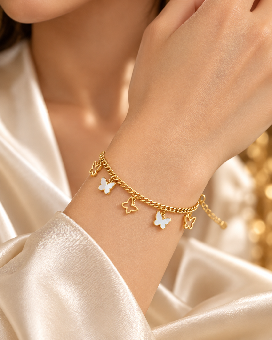 Golden Butterfly Charm Bracelet