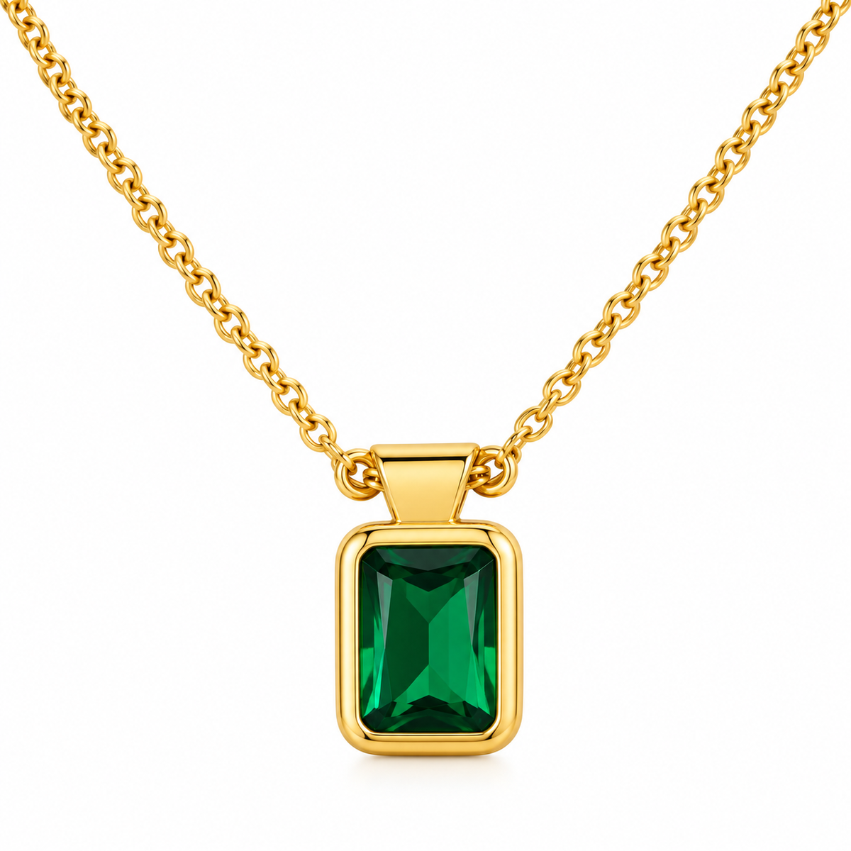 Bold Green Geometric Pendant Necklace
