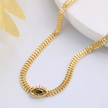 "Evil Eye themed Black CZ" Nacklace - 18K Premium Gold Plated
