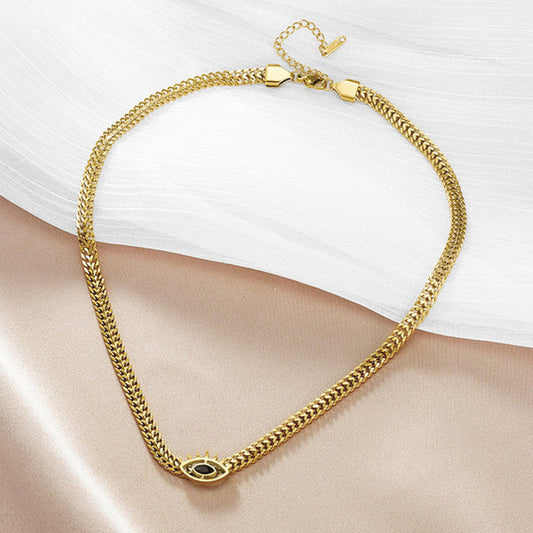 "Evil Eye" Black CZ Necklace – 18K Premium Gold Plated